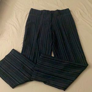 Dark grey and black pinstriped women’s dress pants
